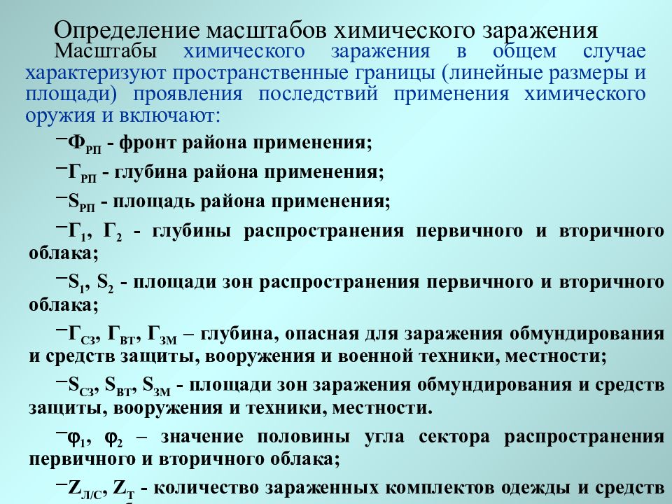 Характеристика химического заражения