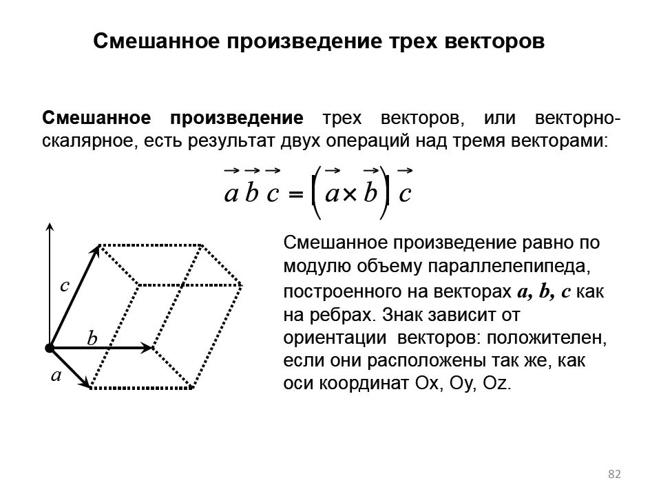 Смешанное произведение формула