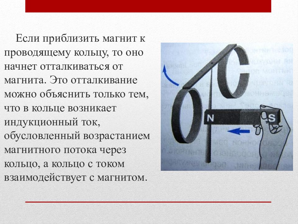 Определите направление тока в кольце если оно отталкивается от магнита на рисунке 118