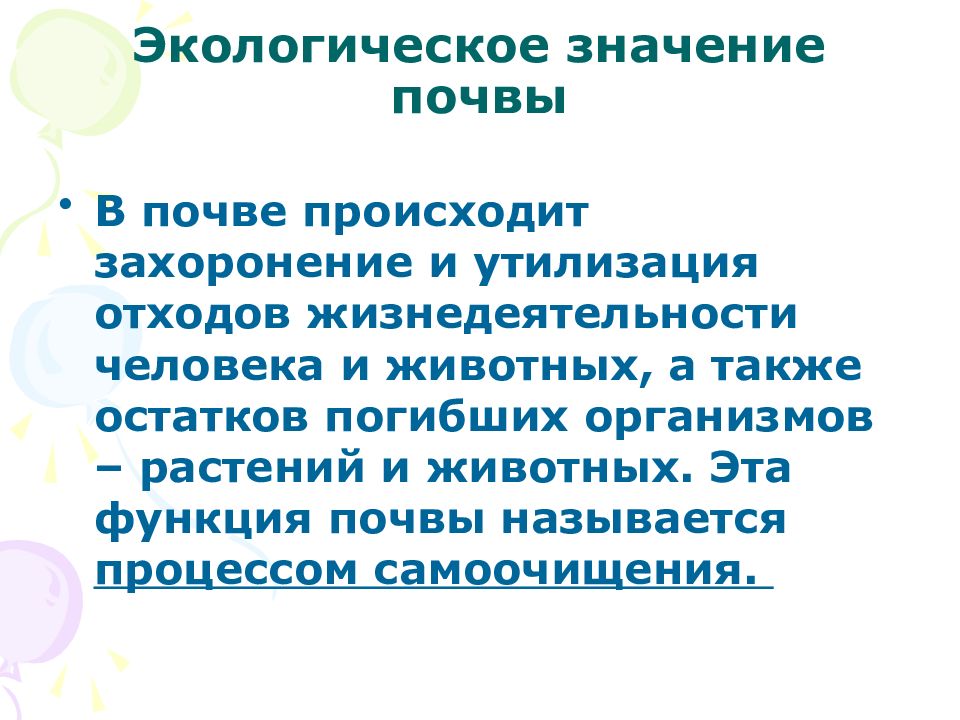 Экологическое значение почвы презентация