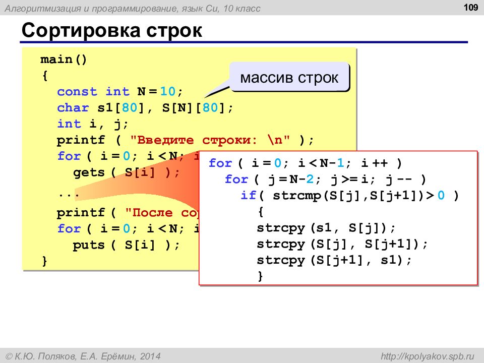 Strcpy си. Строка в языке си. Сортировки в программировании. Алгоритмизация и программирование язык си 10 класс. Строки в программировании.