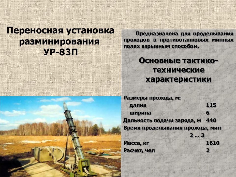 Установка п. Ур-83п установка разминирования. Переносная установка разминирования. Установка разминирования ур-83. Средства инженерной разведки.