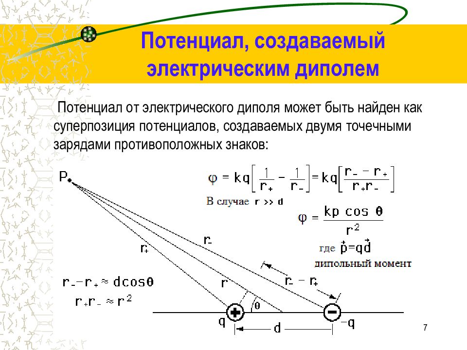 Напряженность электрического поля создаваемого диполем. Вычисление потенциала поля диполя. Потенциал создаваемый электрическим диполем. Потенциал электрического поля создаваемого электрическим диполем. Электрическое поле диполя напряженность и потенциал.