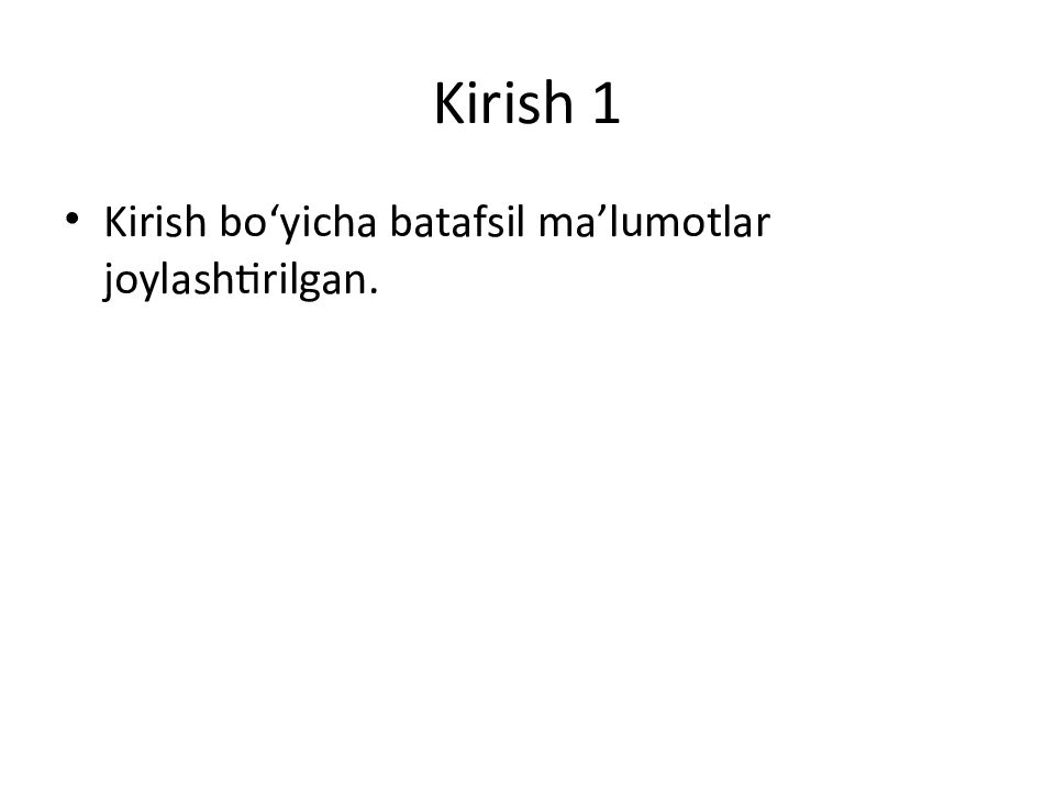 Kirish 1