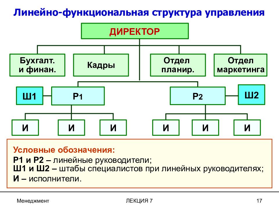 Линейно функциональная структура управления схема пример