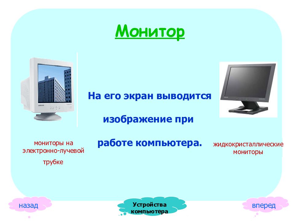 Почему не выводится на экран. Монитор для презентации. Жидкокристаллический монитор презентация. Монитор трубка. Схема выведения изображения на монитор.