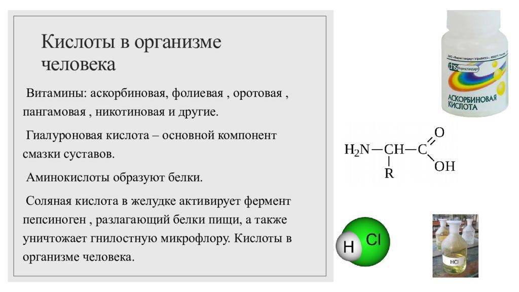 Кислоты в организме человека