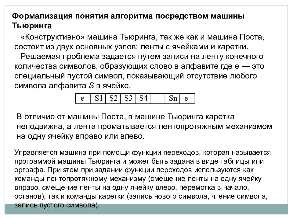 Алгоритм машина. Описание алгоритма машины Тьюринга. Формализация понятия алгоритма машина Тьюринга. Формализация понятия алгоритма посредством машины Тьюринга. Сравнение машины Тьюринга и машины поста.