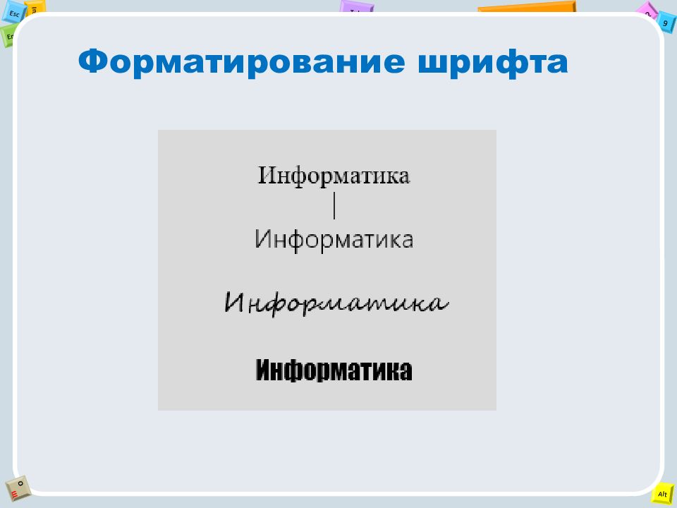 Презентация форматирование шрифта