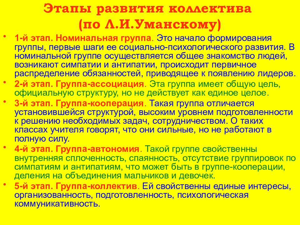 Этапы развития коллектива. Стадии развития коллектива по Уманскому. Стадии развития детского коллектива по Уманскому. Этапы и уровни развития детского коллектива по Уманскому.