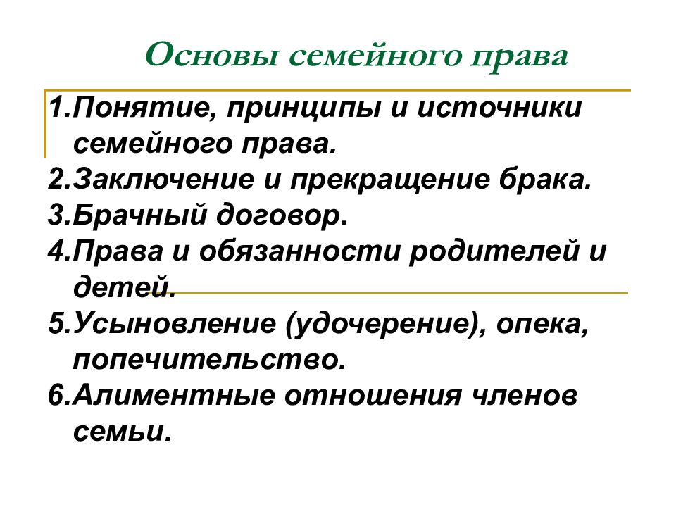 Основы семейного права в рф презентация