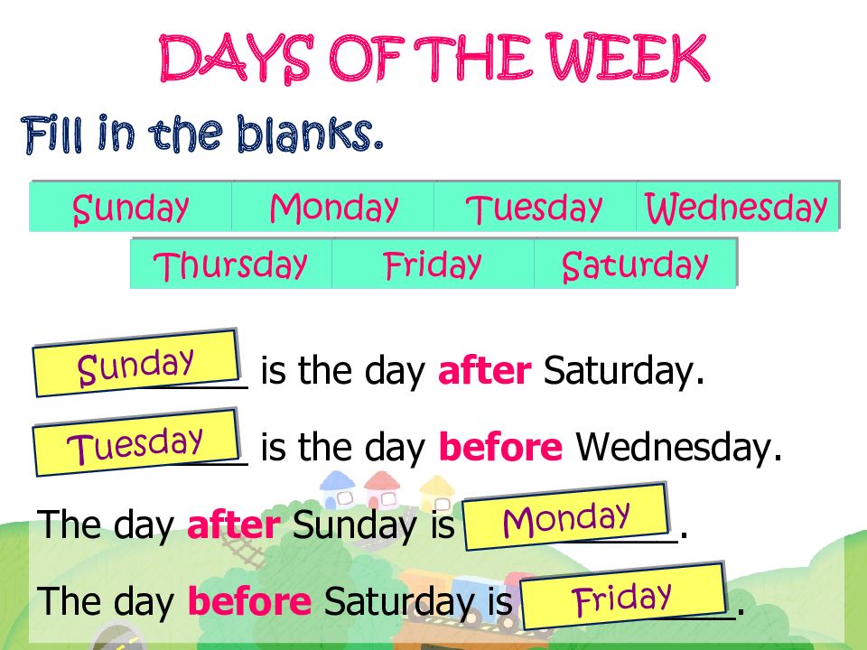 Days of the week презентация 3 класс