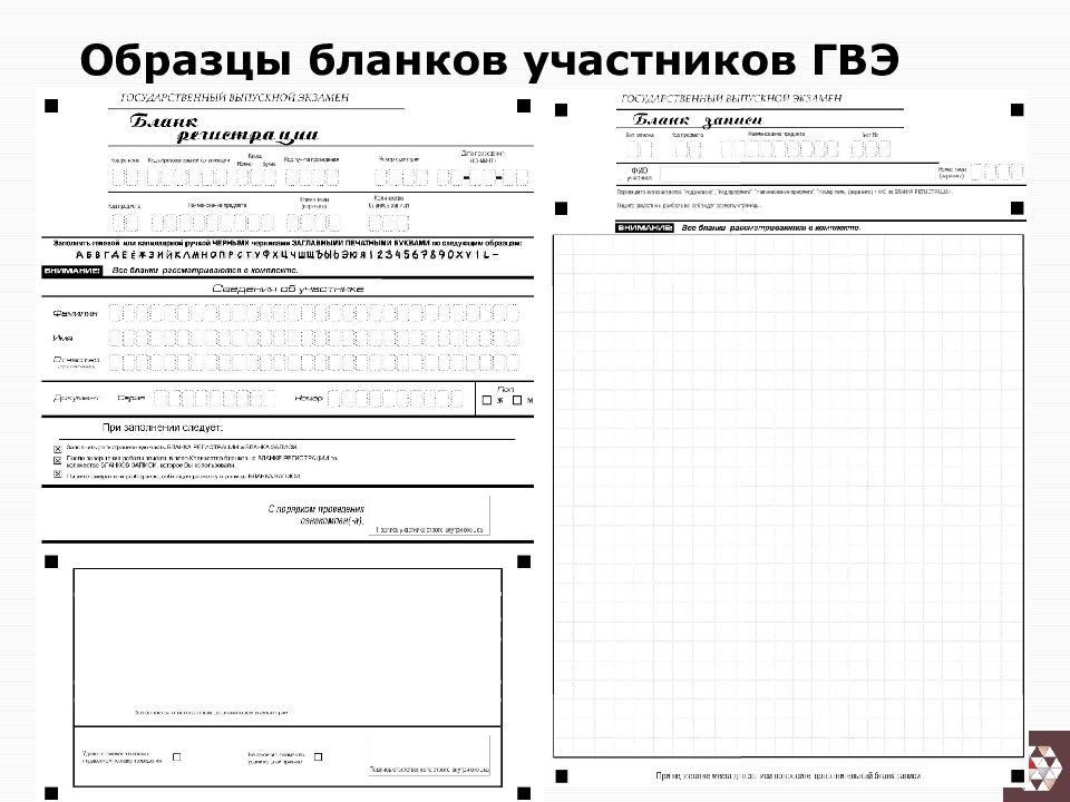 Образец заполнения бланка гвэ по русскому языку