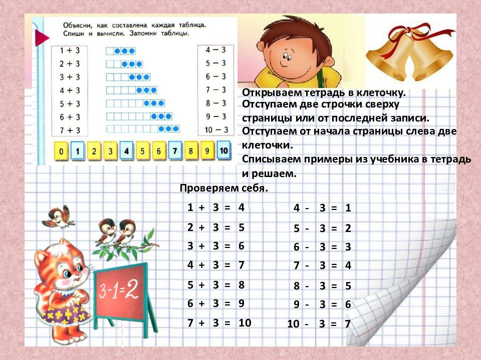 Табличное вычитание 1 класс школа россии. Таблица сложения. Таблица прибавления и вычитания. Таблица сложения и вычитания на 3.