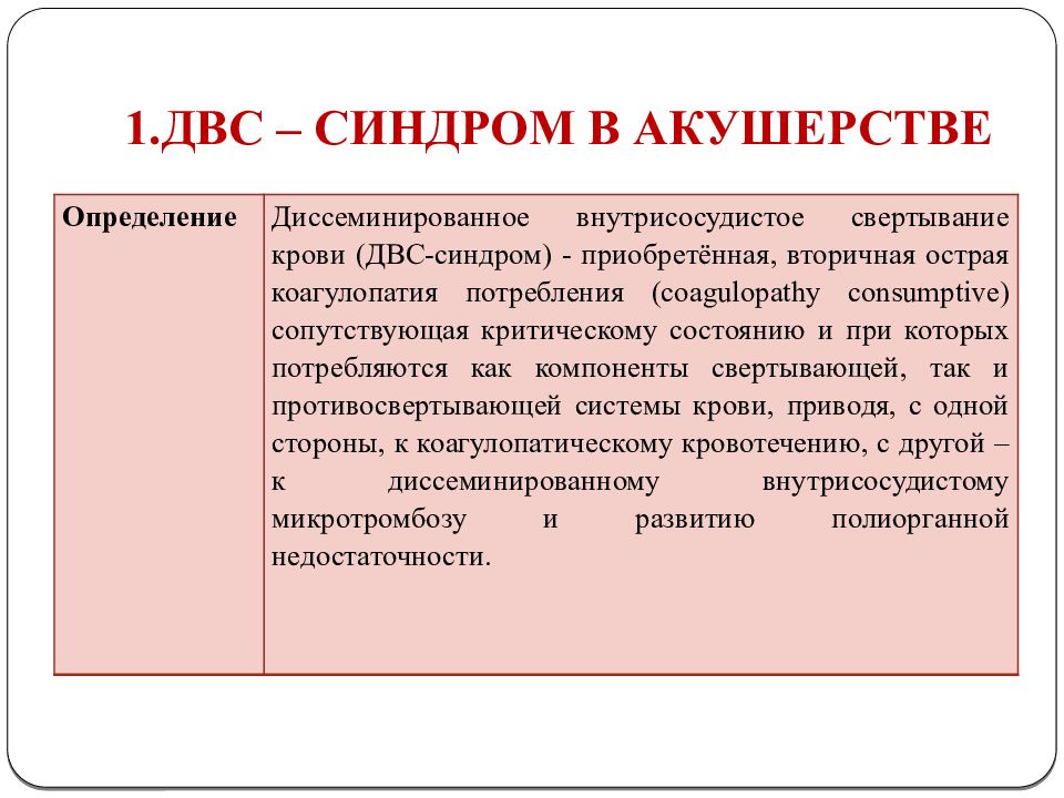 Двс синдром у детей презентация