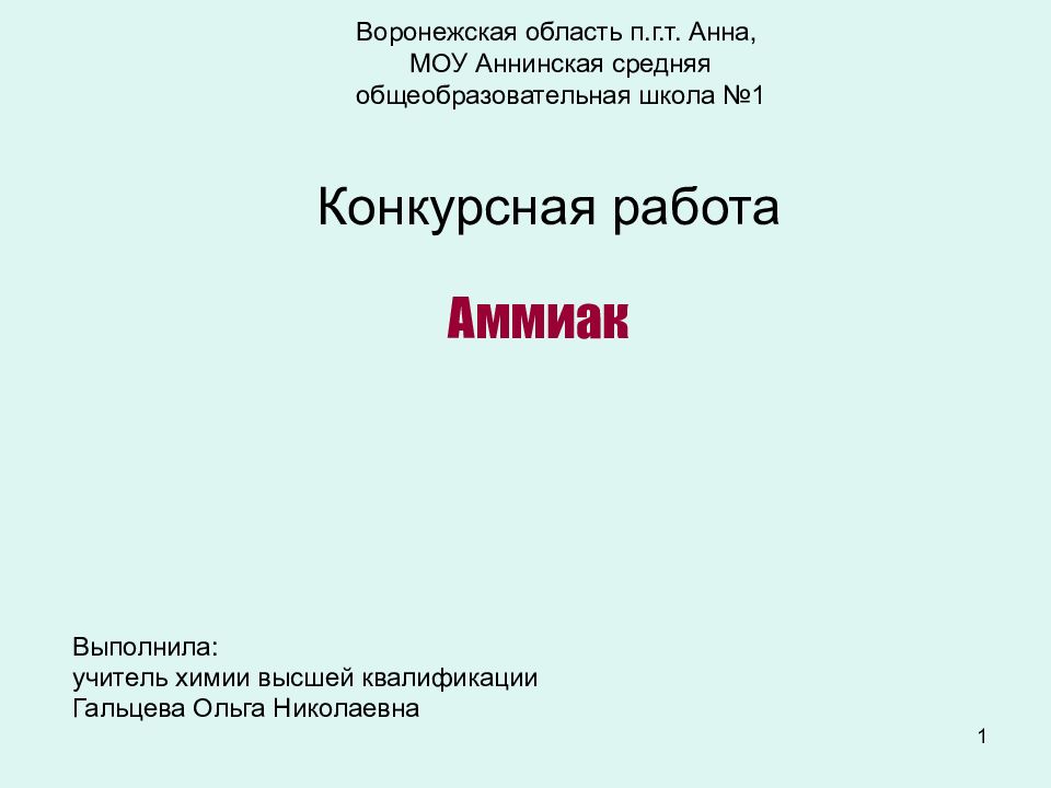 Воронежская область п.г.т. Анна, МОУ Аннинская средняя общеобразовательная школа №1