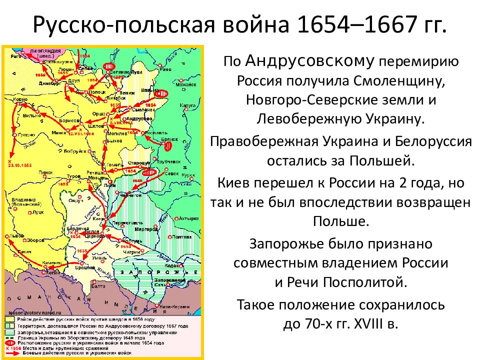 Русско польская война 17 век карта