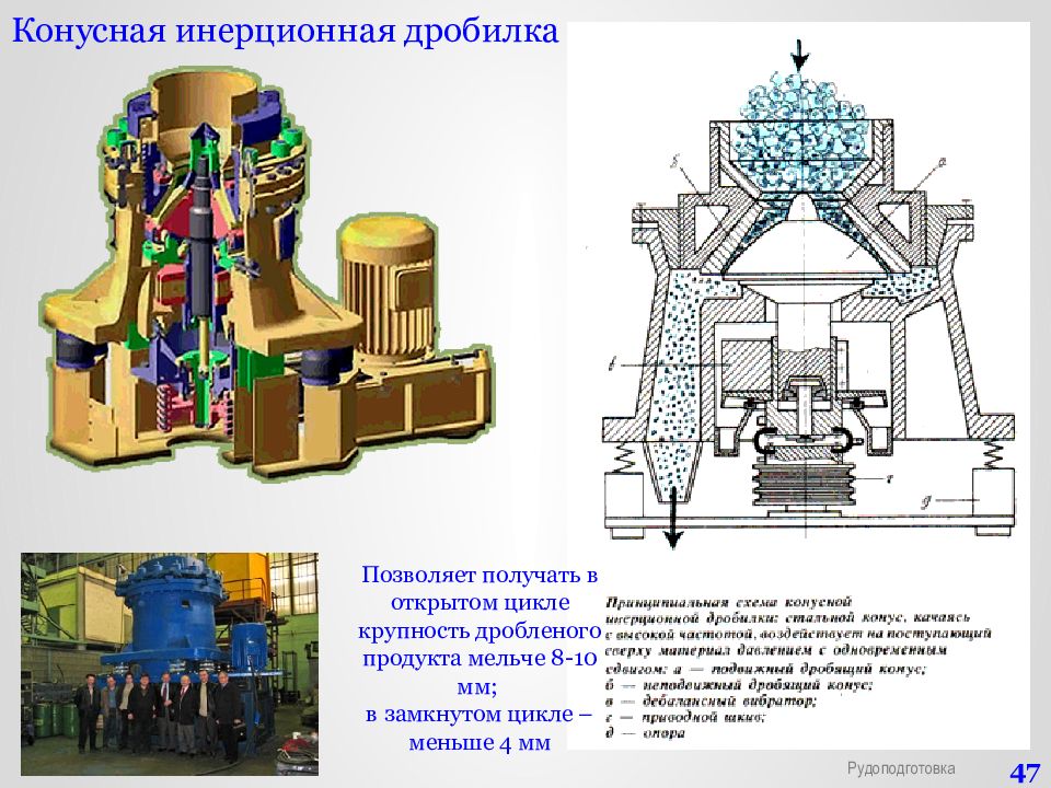 Конусная инерционная дробилка схема