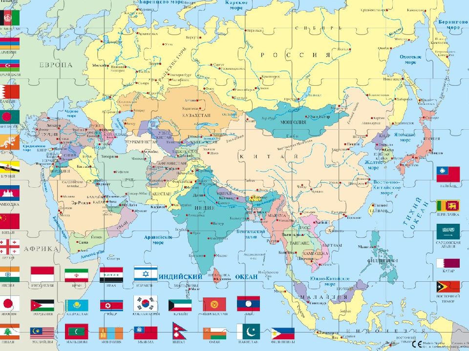 Политическая карта стран азии
