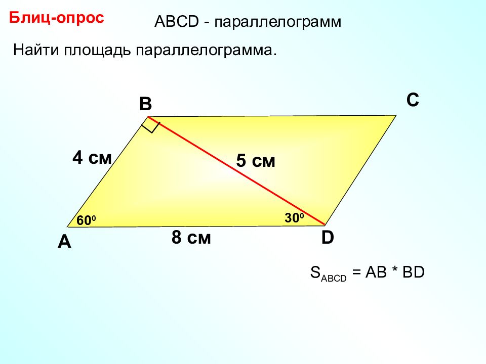 Площадь параллелограмма презентация