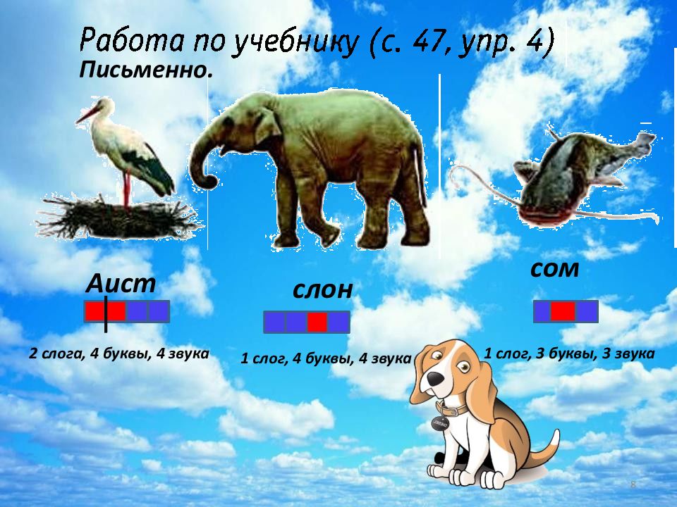 Звуковая схема аист слон сом