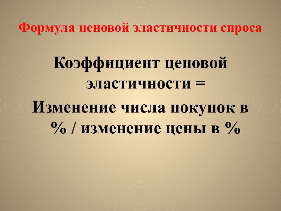 Формула ценовой эластичности спроса