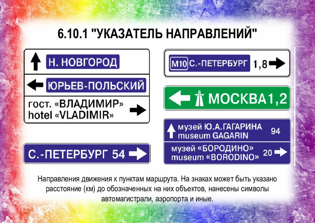 6.10 1 указатель направлений. Информационные знаки презентация. Указатели направления движения.