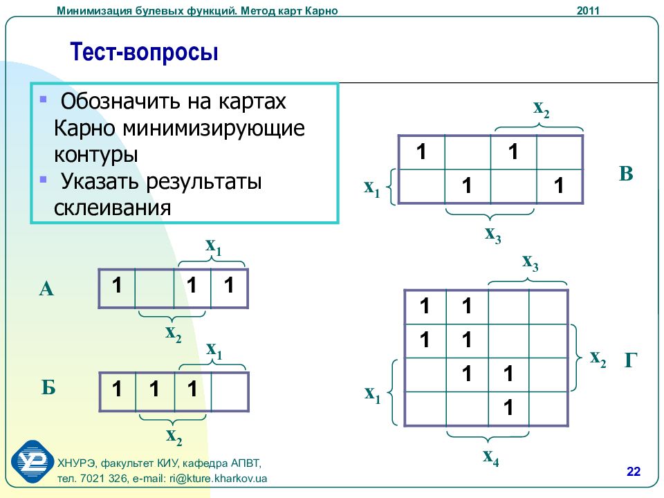 Минимизация функции карта карно онлайн