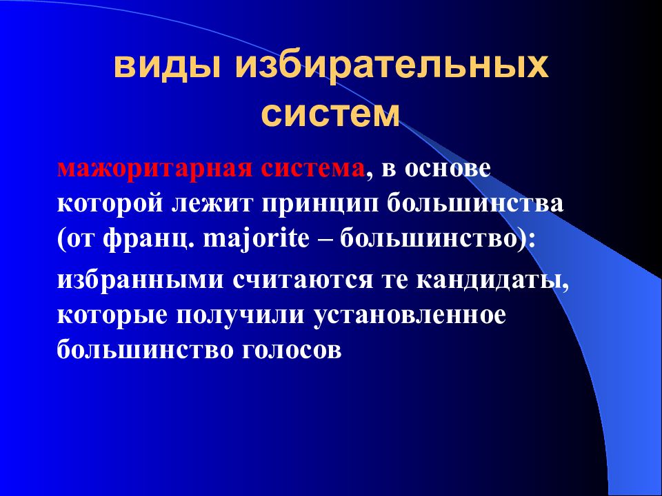 Принцип большинства. Принцип большинства голосов. Виды избирательного искусства. Виды электоральной культуры.