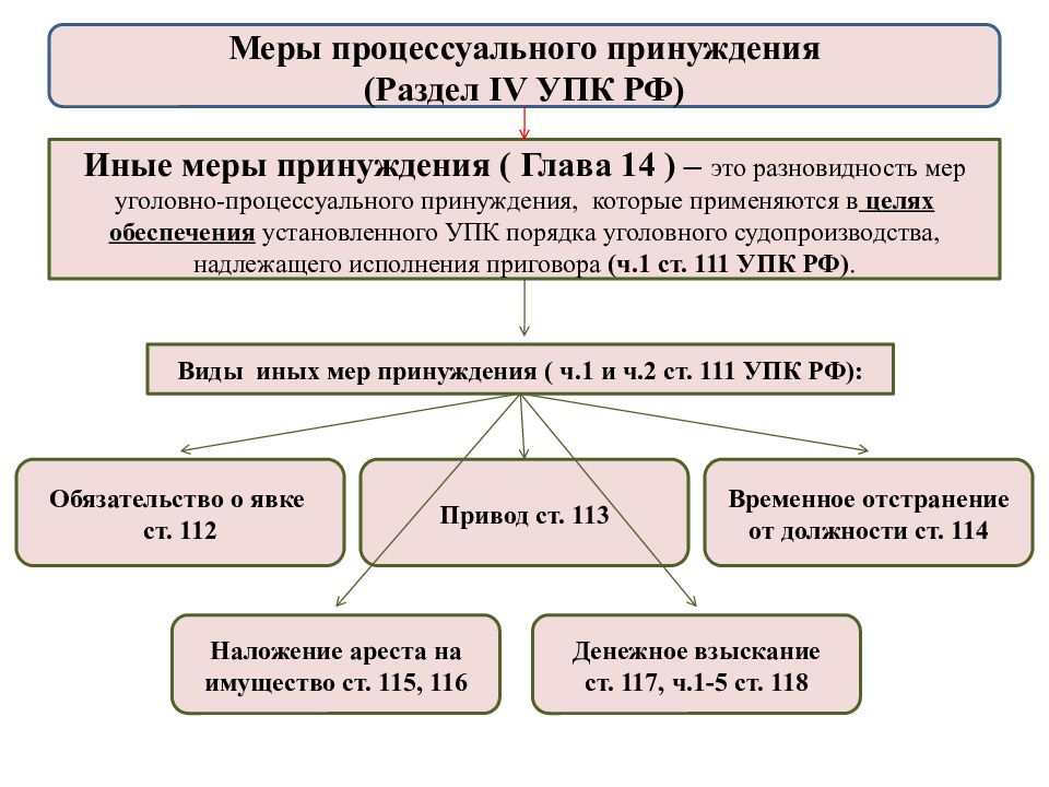 Меры процессуального принуждения схема