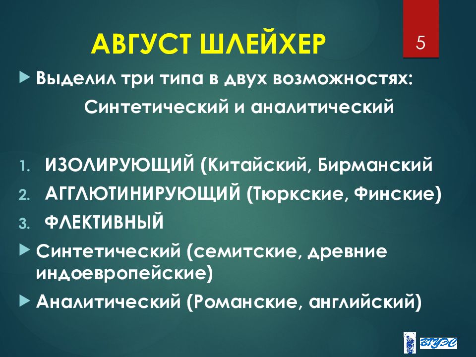 Август шлейхер презентация