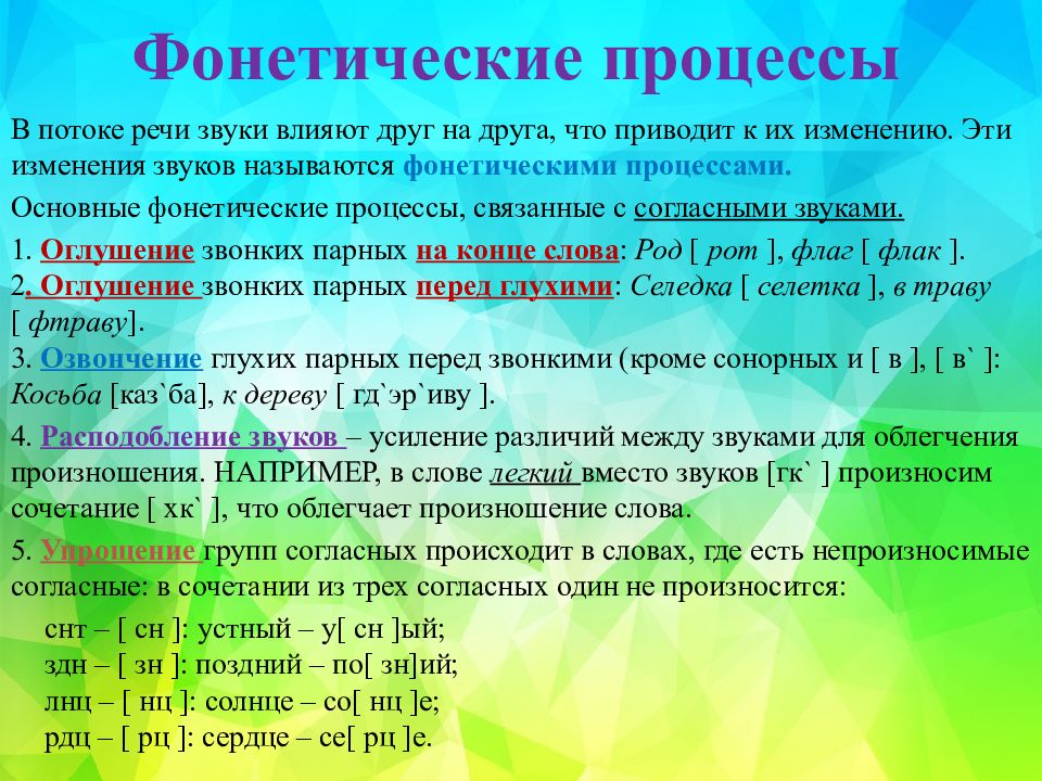Особенности звуков в языках. Фонетические процессы. Фофонетические процессы. Основные фонетические процессы. Фонетические процессы в русском языке.