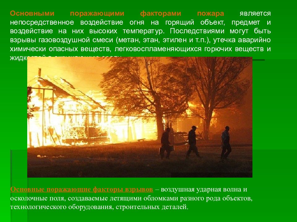 Возникновение чс в мирное время. Поражающие факторы ЧС военного характера. Непосредственное действие огня на горящий предмет. Поражающие факторы газовоздушной смеси. Воздействие огня.