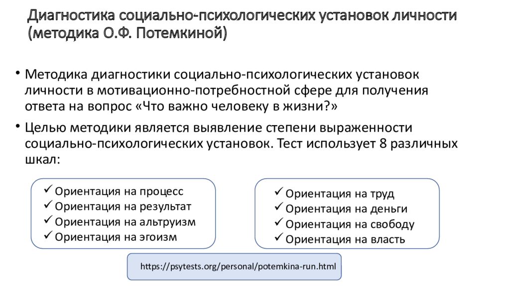 Диагностика мотивационно потребностной сферы личности