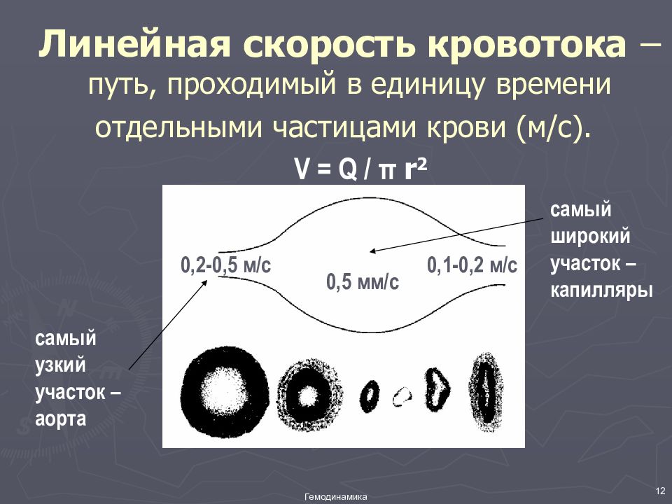 Линейная скорость кровотока равна