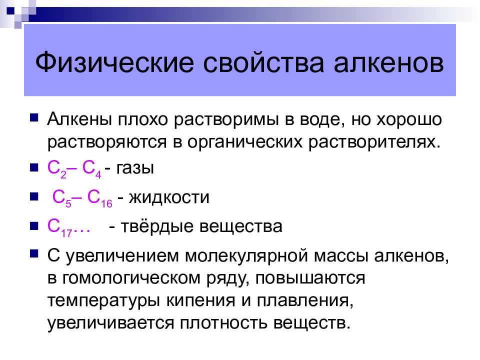 Алкены химические свойства презентация 10 класс