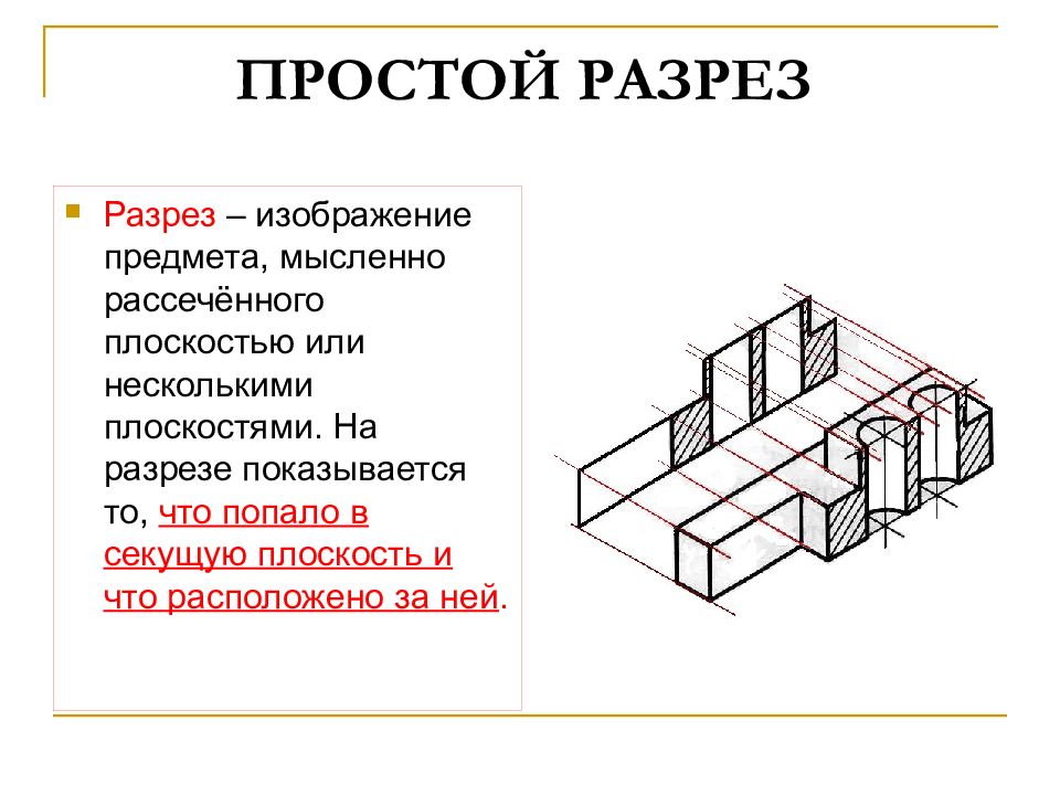 Разрезом называется изображение предмета рассеченного плоскостью