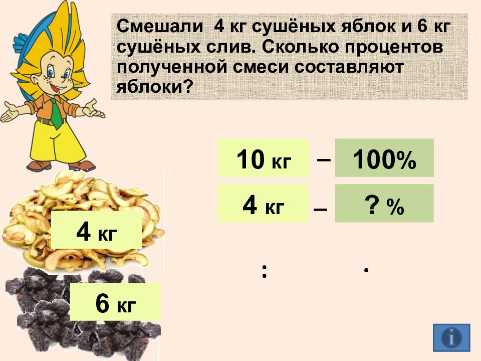 Сколько процентов получается. Решение задач с процентами с сушёными. Задача с килограммами и процентами. Как решить задачу на проценты про яблоки. Смешанные проценты.