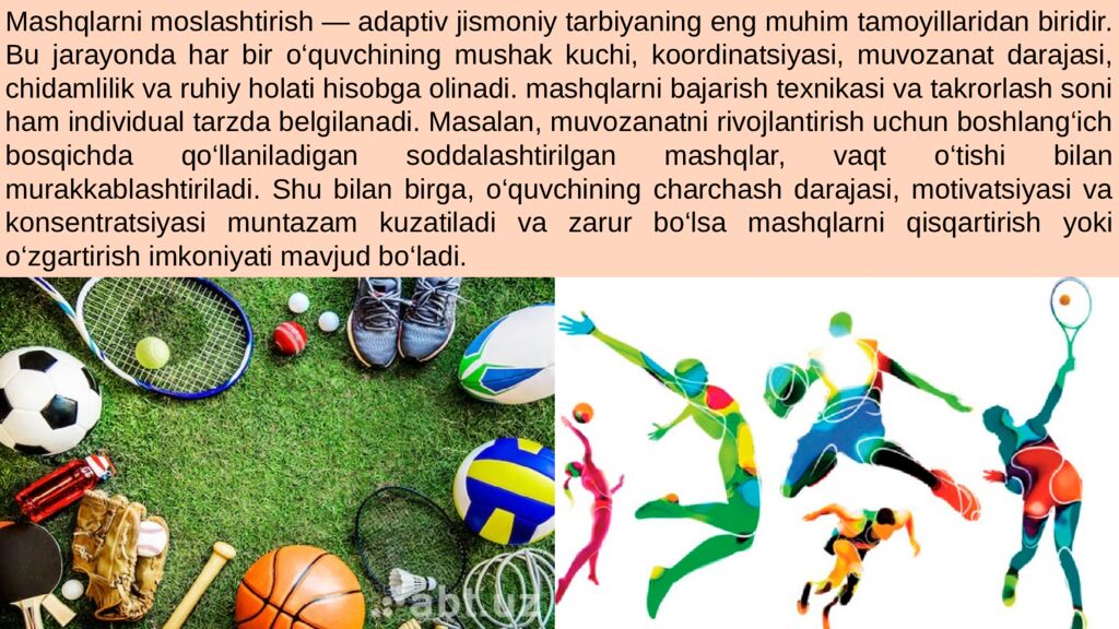 Mavzu:Adaptiv jismoniy tarbiya bo'yicha o'rgatish usullari