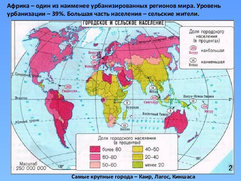 Страны с минимальным уровнем урбанизации. Уровни урбанизации стран.