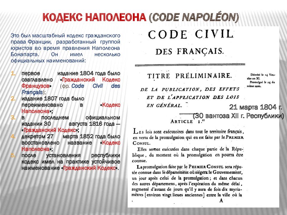 Кодекс наполеона. Кодекс Наполеона 1804. Гражданский кодекс Наполеона 1804. Кодекс Наполеона 1804 года во Франции. Источники гражданского кодекса Наполеона 1804.