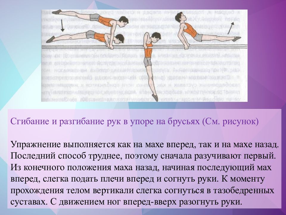 Сгибание и разгибание рук в упоре. Сгибание и разгибание рук на брусьях. Сгибание-разгибание рук в упоре на брусьях НФП. Сгибание разгибание рук в упоре на брусьях рисунки.