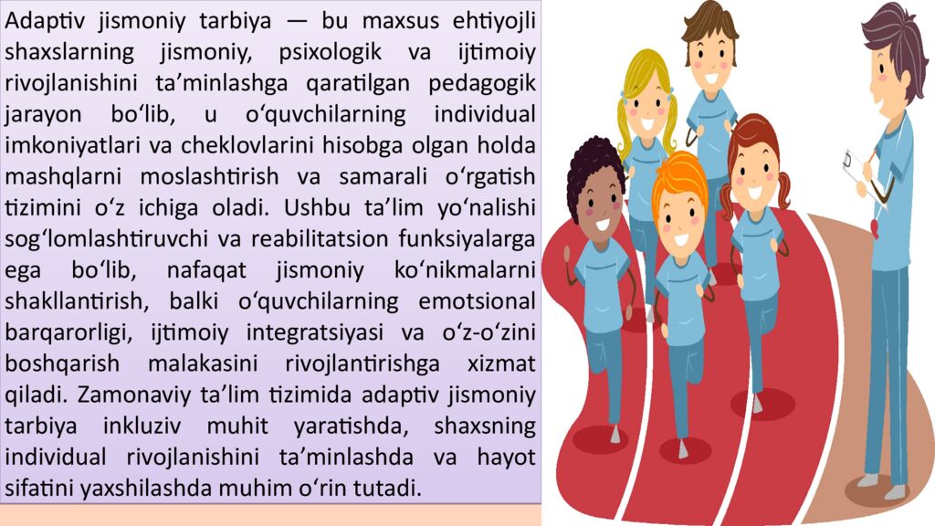 Mavzu:Adaptiv jismoniy tarbiya bo'yicha o'rgatish usullari