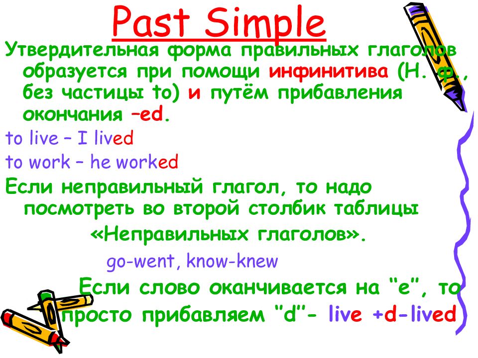 Past simple правила и примеры презентация