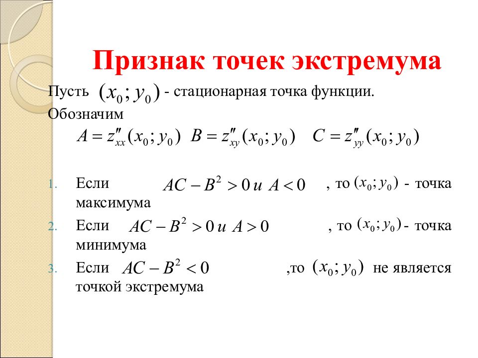 Точки признак. Признаки экстремума функции. Признаки точек экстремума. Необходимый признак экстремума функции. Второй достаточный признак экстремума функции.