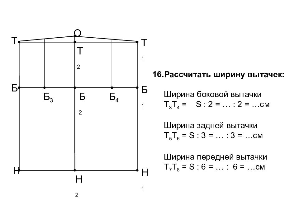 Последовательность построения чертежа прямой юбки