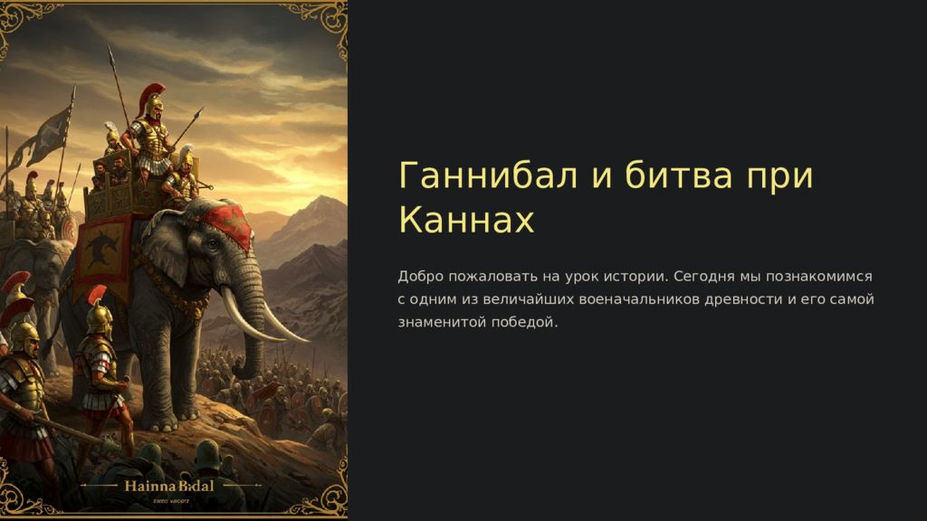 Ганнибал и битва при Каннах Добро пожаловать на урок истории. Сегодня мы