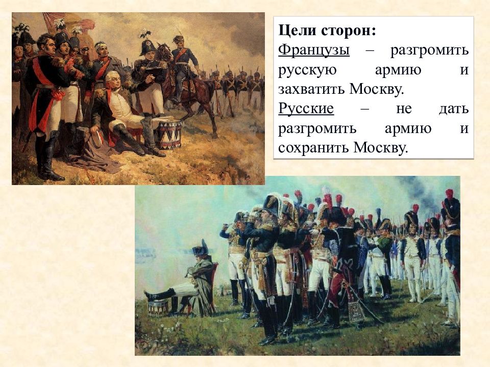 Цели наполеона в россии. Цели Наполеона в войне 1812 года. Цели сторон Отечественной войны 1812 года. Бородинское сражение поражение Наполеона. Цели сторон в Бородинском сражении цель Наполеона и цель Кутузова.