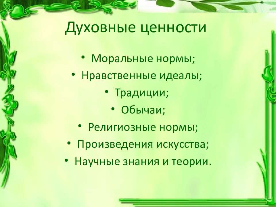 Духовные ценности презентация