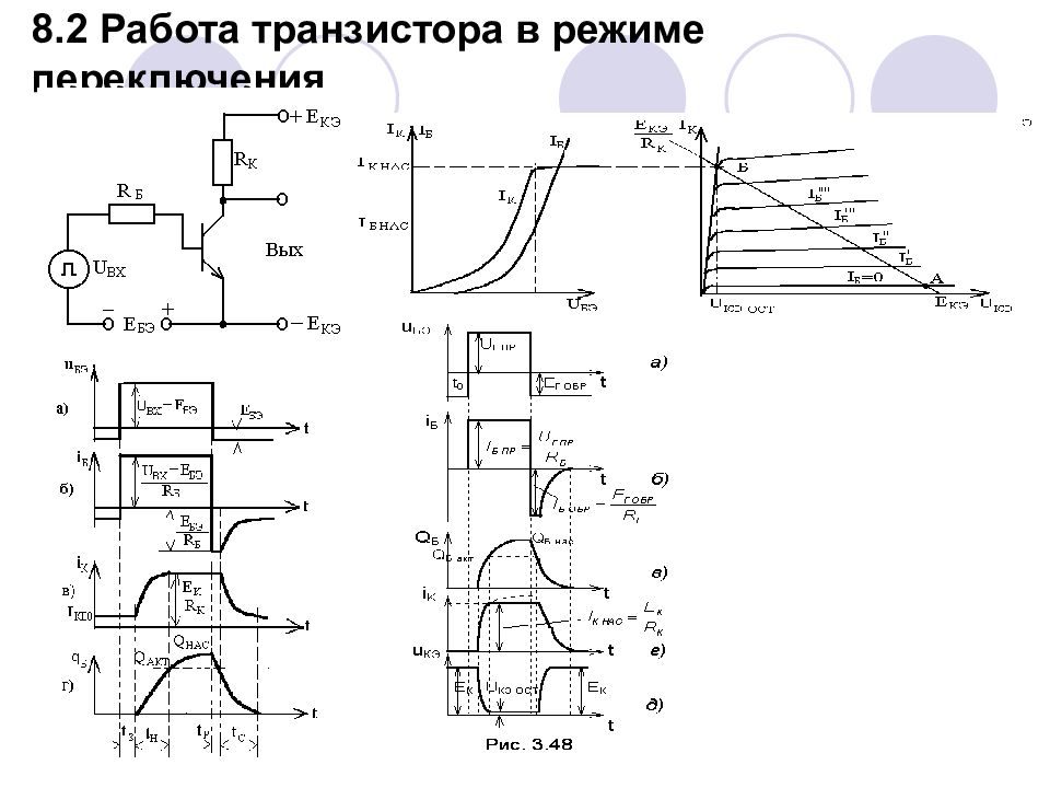 Временные диаграммы работы транзистора в ключевом режиме